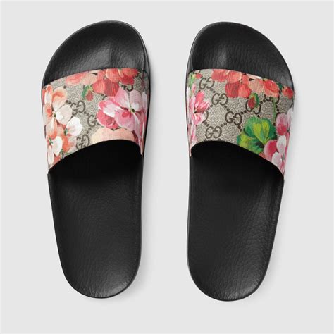 gg bloom gucci slides|gucci slides with strawberry.